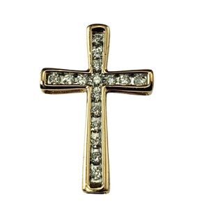 10 Karat Rose and White Gold Diamond Cross Pendant #21354